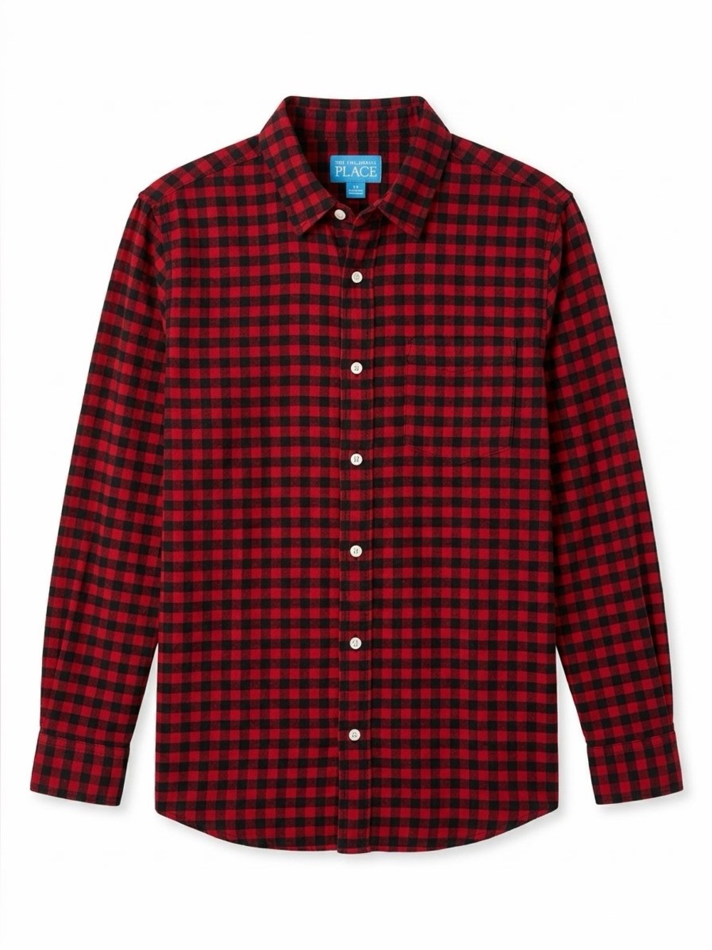 The Children's Place Men's Red & Black Plaid Button-Down Shirt XXXL